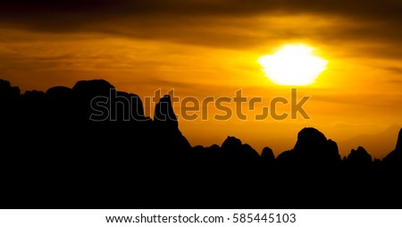 sunset on mt wellington hobart Royalty-Free Stock Photo #585445103