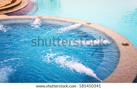 Outdoor Jacuzzi Pool with Fresh Blue Water for Massage and Spa