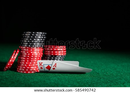 winning poker and black jack hands.  winning concepts and success. room in frame for copy Royalty-Free Stock Photo #585490742