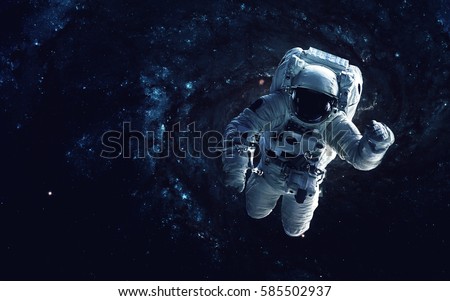 Cosmic art, science fiction wallpaper. Beauty of deep space. Billions of galaxies in the universe. Elements of this image furnished by NASA Royalty-Free Stock Photo #585502937