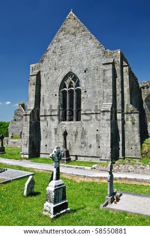 photo scenic irish ancient church abbey ruins landscape
