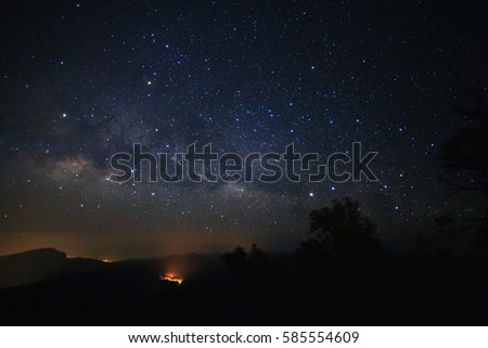 Milky way galaxy at Doi inthanon Chiang mai, Thailand.Long exposure photograph.With grain