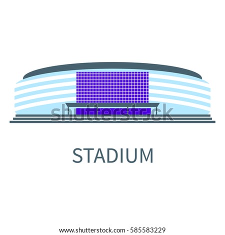 Stadium building front veiw in flat style. Stadium facade. Vector illustration.