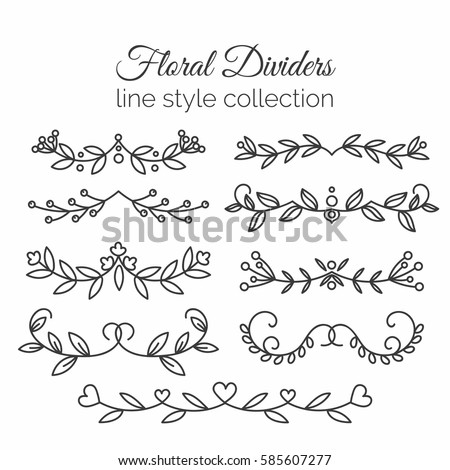 Flourishes. Hand drawn dividers set. Line style decoration.