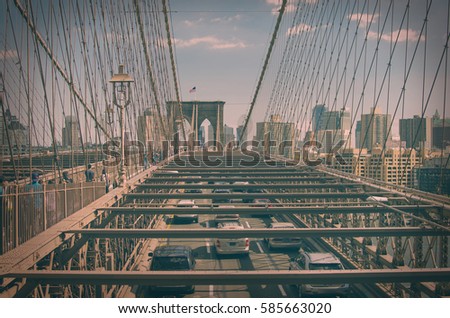 New York, Brooklyn bridge,vintage style, details