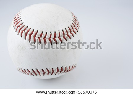 Close up of single baseball on white background.