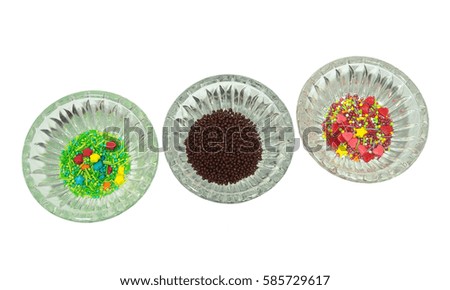 Powder for decorating festive Easter cakes. On a white background.