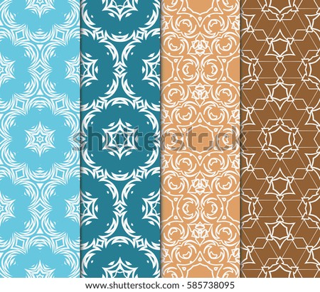 set of geometric floral seamless pattern background. Luxury texture for wallpaper, invitation. Vector illustration