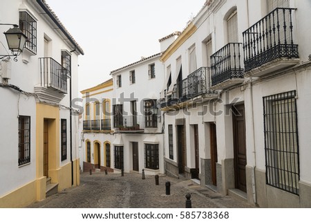 Ronda (Andalucia, Spain): old typical street with white houses