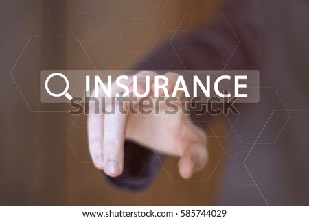 Magnify insurance in search bar. business, technology and internet concept.