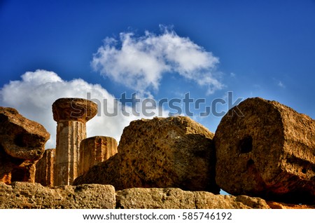 Italian destination, temple of heracles in the archaeological site in the Valley of the Temples, Agrigento, Sicily