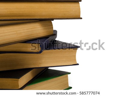 Stack old books on a white background