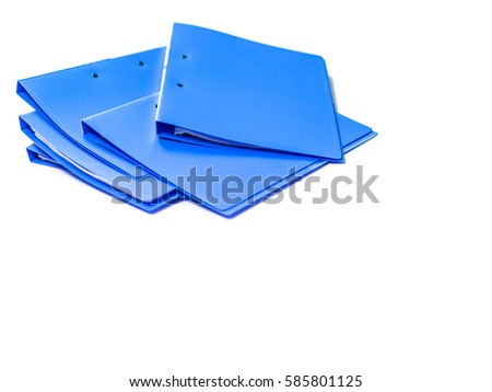 file folder and Stack of business report paper file with white background. isolated - copy space 