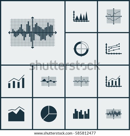 Set Of Graphs, Diagrams And Statistics Icons. Premium Quality Symbol Collection. Icons Can Be Used For Web, App And UI Design.
