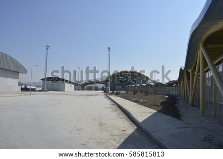 Customs industrial bridge still work inside and outside view in Azerbaijan