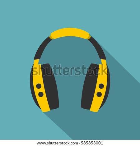 Wireless headphones icon. Flat illustration of wireless headphones vector icon for web isolated on baby blue background