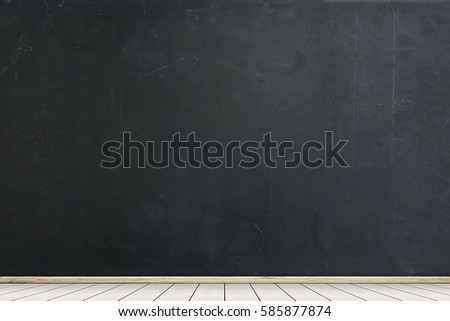 Empty room with big chalkboard and white wooden. Concept business, drawing, ideas, education.