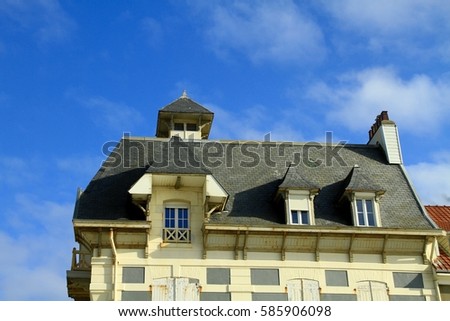 FACADES COLORED WITH THE HOUSES OF WIMEREUX ,  PAS DE CALAIS, HAUTS DE FRANCE , FRANCE 
