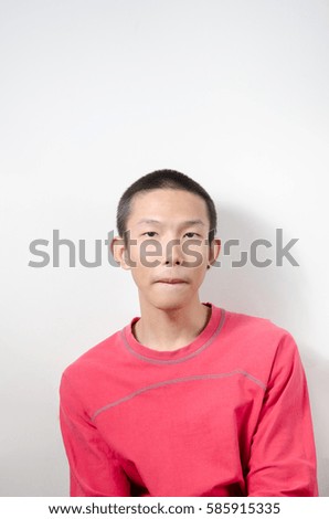 Unhappy Asian young man Isolated on white background