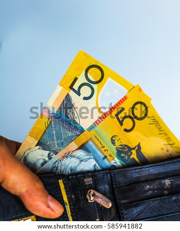 Australian money in the wallet.Australian Currency fifty dollar