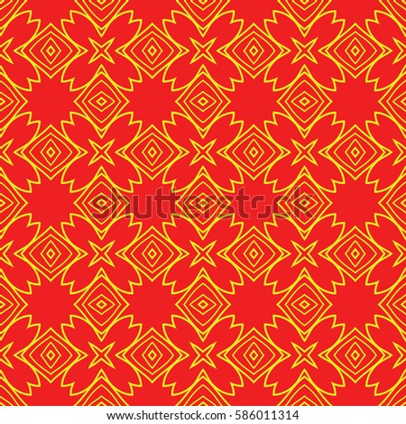 Damask floral seamless pattern background. Luxury texture for wallpaper, invitation. Vector illustration. red, yellow color