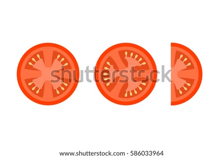 Tomato Slices Flat Vector Icons For Food Decor. Royalty-Free Stock Photo #586033964