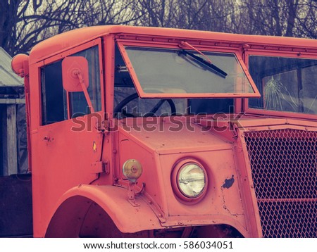 The old orange truck of the army. Photo taken from an individual who has several old trucks.