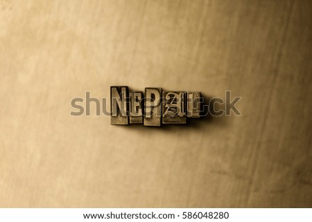 NEPAL - close-up of grungy vintage typeset word on metal backdrop. Royalty free stock illustration.  Can be used for online banner ads and direct mail.