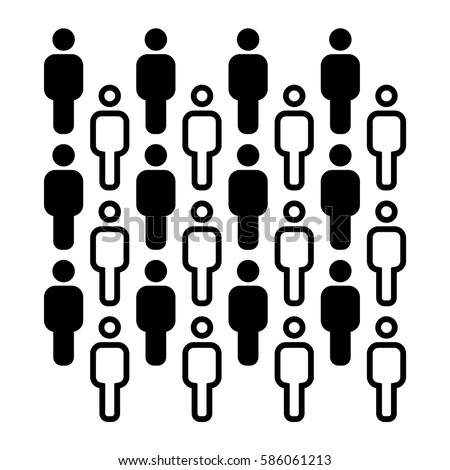 black and white people society population flat pattern icon pictogram