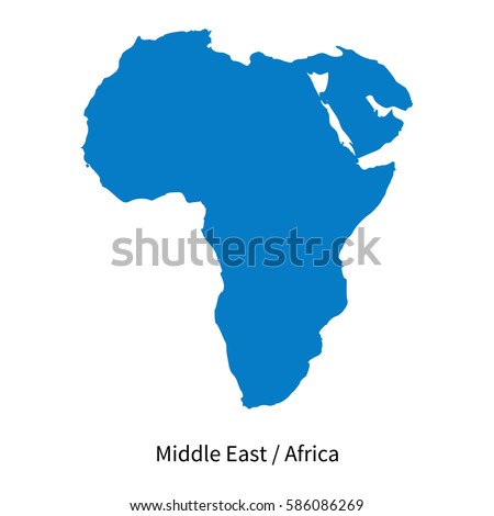 Detailed vector map of Middle East and Africa Region on white Royalty-Free Stock Photo #586086269