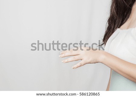 Women waiting for rings on a white background.