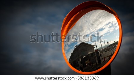 A convex mirror portside in Hobart, Australia.