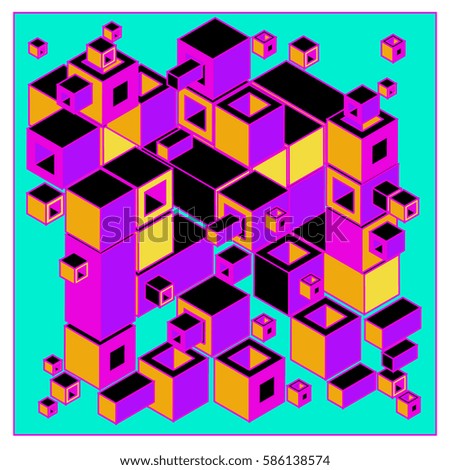 Vector colorful isometric cubes pattern. abstract wallpaper background. Illustration for fabric print.