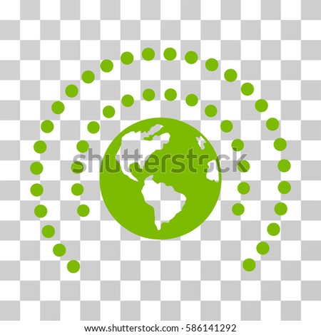 Earth Sphere Shield vector pictograph. Illustration style is flat iconic eco green symbol on a transparent background.