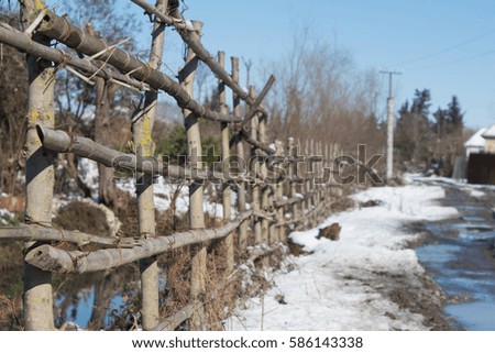 rural wooden fence. natural winter background