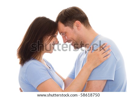 young couple on a white background