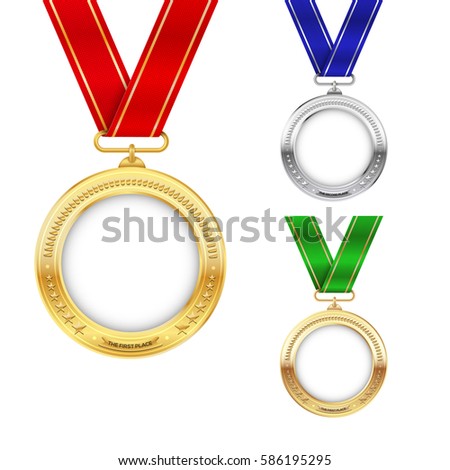 Set of gold, silver and bronze medals. Vector illustration