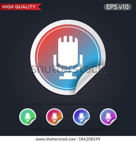 Colored icon or button of microphone symbol with background