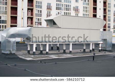 Air Handling Unit (rooftop) for the central ventilation system Royalty-Free Stock Photo #586210712