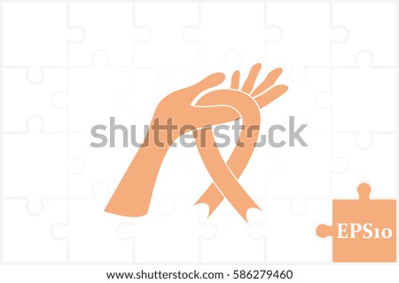 Ribbon in hand fall icon vector EPS 10, abstract sign flat design,  illustration modern isolated badge for website or app - stock info graphics