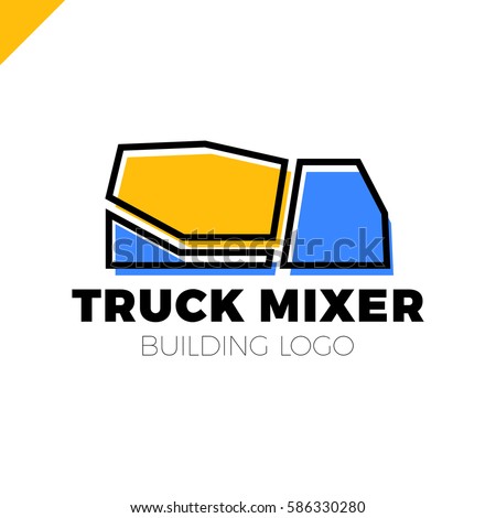 Building company Concrete truck mixer logo or icon