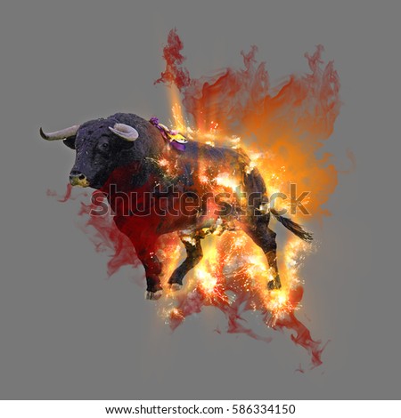 Bull, animal concept. Can be used for wallpaper, canvas print, decoration, banner, t-shirt graphic, advertising. illustration.