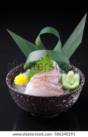 Madai Sashimi, Sea Bream Sashimi Royalty-Free Stock Photo #586340291