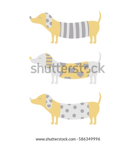 Vector cute dachshund dog clip art