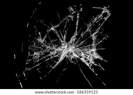 Broken glass isolated with black background Royalty-Free Stock Photo #586359125