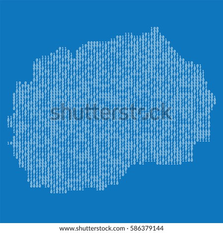 Macedonia country map made from binary code numbers. 