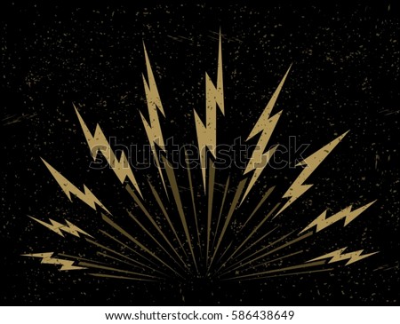 Lightning bolts bursting on dark background vector  Royalty-Free Stock Photo #586438649