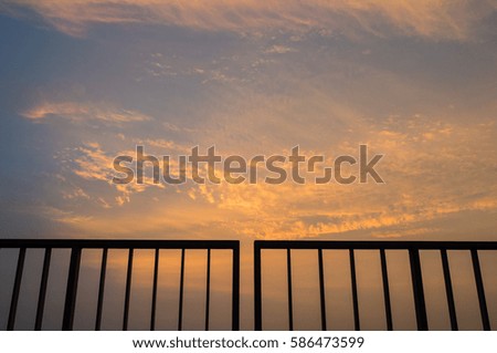 Sunset sky with beautiful cloudy pattern.I took this photo on the terrace of my condominium.so beautiful and make me feel relax and calm.