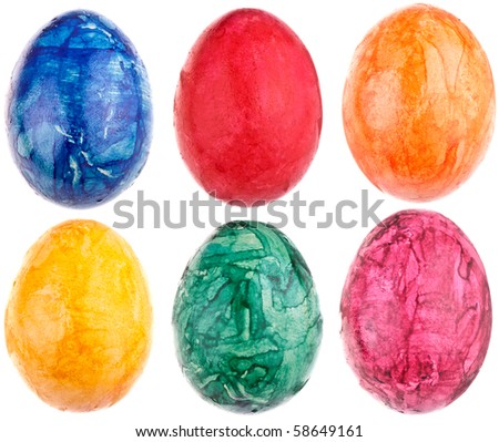 Colorful Easter Eggs, completely isolated on white background