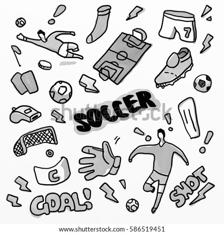 Soccer sport set. Watercolor drawing sketch illustration